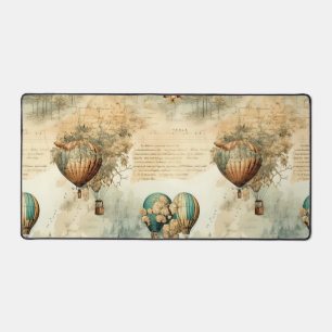 Vintage Hot Air Balloon in a Serene Landscape (8) Desk Mat