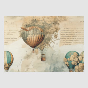 Vintage Hot Air Balloon in a Serene Landscape (8) Tissue Paper