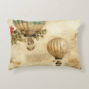 Vintage Hot Air Balloon in a Serene Landscape (9) Decorative Cushion