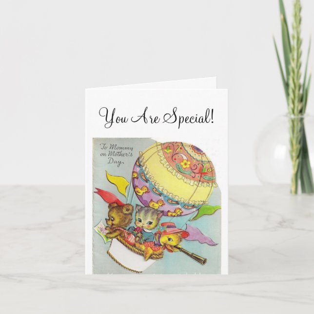 Vintage Hot Air Balloon Mother's Day Card (Front)