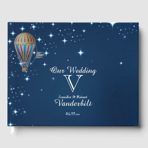 Vintage Hot Air Balloon Night Wedding Guest Book