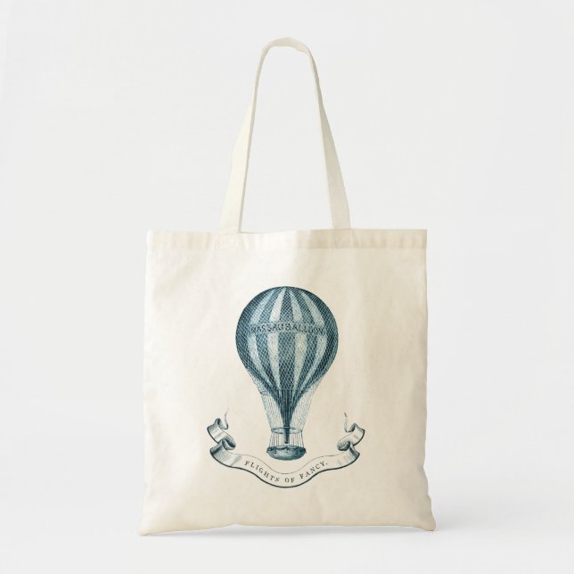 Vintage Hot Air Balloon Organic Grocery Bag (Front)