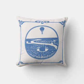 Vintage Hot Air Balloon Paris Art Nouveau Pillow