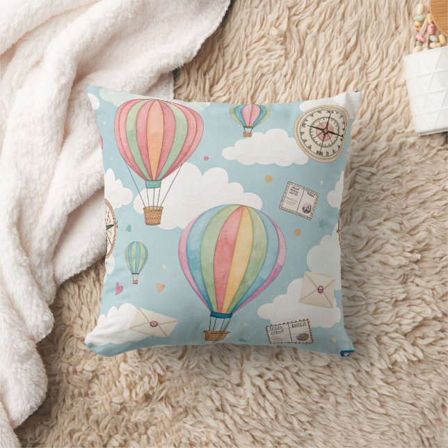 Vintage Hot Air Balloon Pattern (2) Cushion (Blanket)