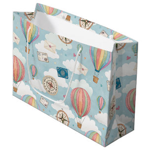 Vintage Hot Air Balloon Pattern (2) Large Gift Bag