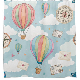 Vintage Hot Air Balloon Pattern (2) Shower Curtain