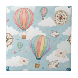 Vintage Hot Air Balloon Pattern (2) Tile