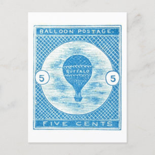 Vintage Hot Air Balloon Postage Stamp Postcard