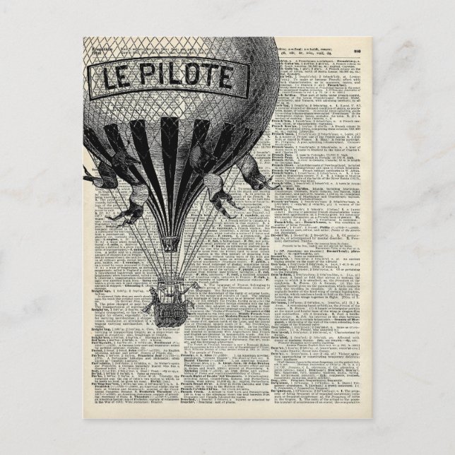 Vintage Hot Air Balloon Postcard (Front)