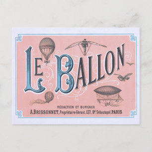 Vintage Hot Air Balloon Postcard Paris