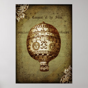 Vintage Hot Air Balloon Poster