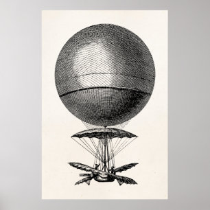 Vintage Hot Air Balloon Retro Airship Old Balloons Poster