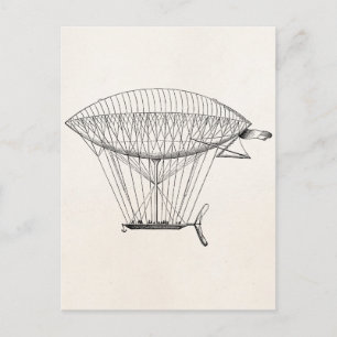 Vintage Hot Air Balloon Retro Boat Old Balloons Postcard