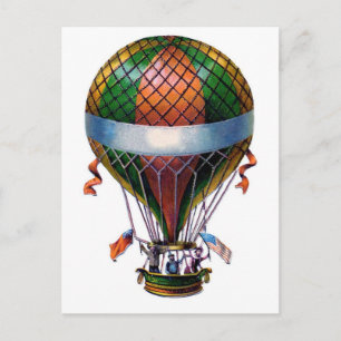 Vintage Hot Air Balloon Steampunk Postcard