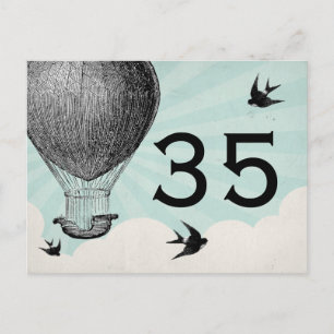 Vintage Hot Air Balloon Table Numbers Postcard