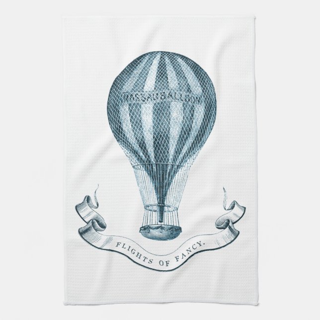 Vintage Hot Air Balloon Tea Towel (Vertical)