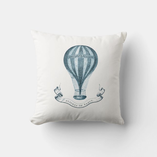 Vintage Hot Air Balloon Throw Pillow (Front)