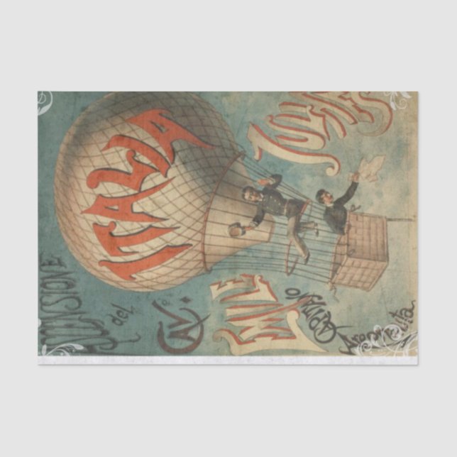 Vintage Hot Air Balloon Tissue Paper (Front)