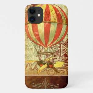 Vintage hot air balloon victorian illustration  iPhone 11 case