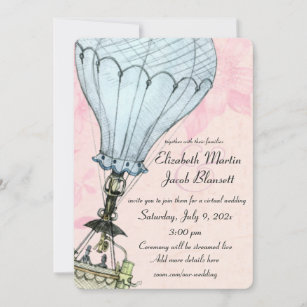 Vintage Hot Air Balloon Virtual Wedding Invitation