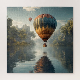Vintage Hot Air Balloon Water Reflection Jigsaw Puzzle