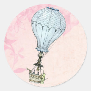 Vintage Hot Air Balloon Wedding Classic Round Sticker