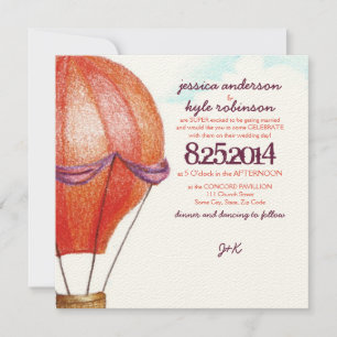 Vintage Hot Air Balloon Wedding Invitation