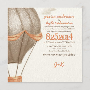 Vintage Hot Air Balloon Wedding Invitation