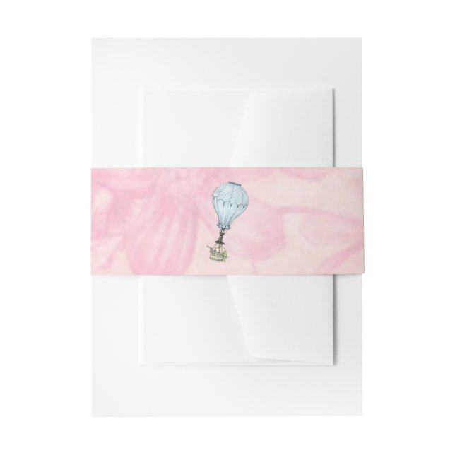 Vintage Hot Air Balloon Wedding Invitation Belly Band (Front Example)