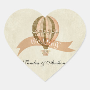 Vintage Hot Air Balloon Wedding Invitation Sticker