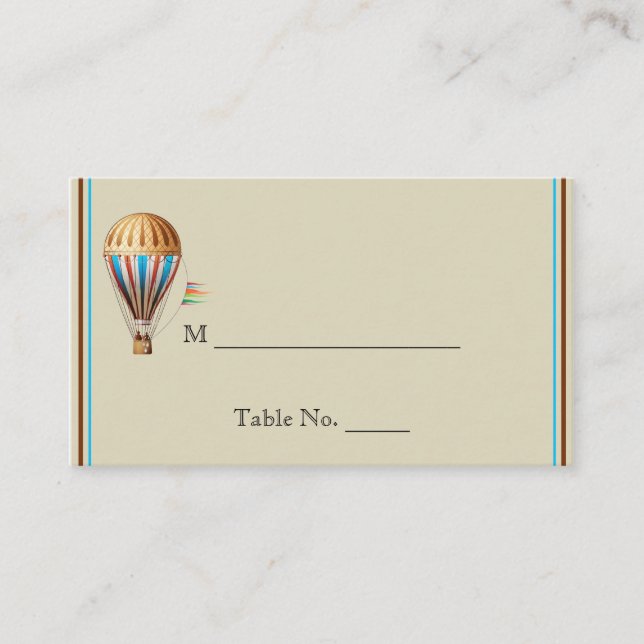 Vintage Hot Air Balloon Wedding Place Cards (Front)