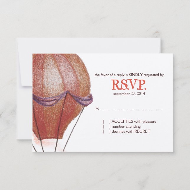 Vintage Hot Air Balloon Wedding RSVP (Front)