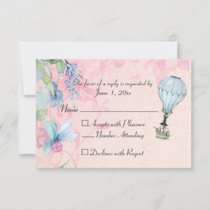 Vintage Hot Air Balloon Wedding RSVP Card