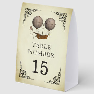 Vintage Hot Air Balloon Wedding Table Number