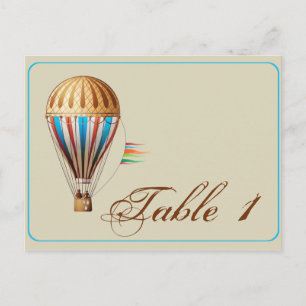Vintage Hot Air Balloon Wedding Table Number Postcard