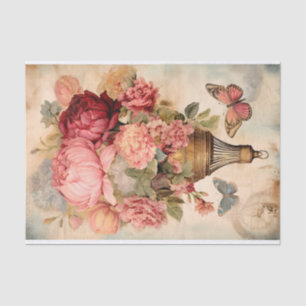 Vintage Hot Air Balloon WiTh Florals Tissue Paper