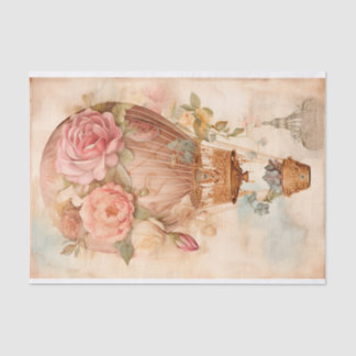 Vintage Hot Air Balloon WiTh Florals Tissue Paper