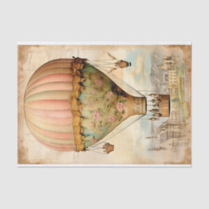 Vintage Hot Air Balloon WiTh Florals Tissue Paper