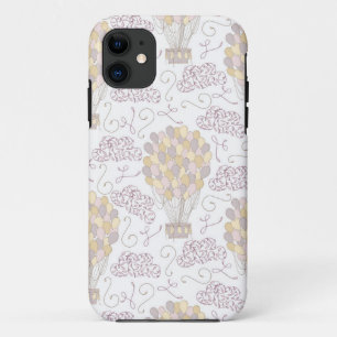 Vintage hot air balloon yellow and grey iPhone 11 case