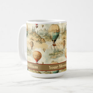 Vintage Hot Air Balloons Art Personalised Coffee Mug