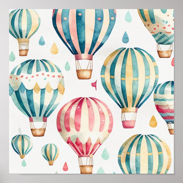 Vintage Hot Air Balloons Art Print (Front)