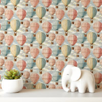 Vintage Hot Air Balloons in Pastel Sky