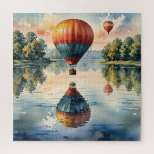 Vintage Hot Air Balloons With Water Reflections Jigsaw Puzzle