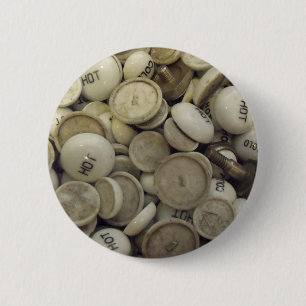Vintage Hot and Cold Porcelain Knobs 6 Cm Round Badge