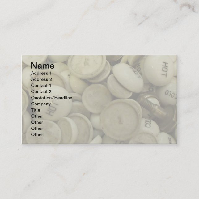 Vintage Hot and Cold Porcelain Knobs Business Card (Front)