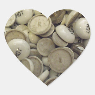 Vintage Hot and Cold Porcelain Knobs Heart Sticker