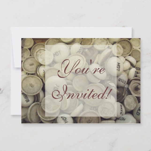 Vintage Hot and Cold Porcelain Knobs Invitation (Front)