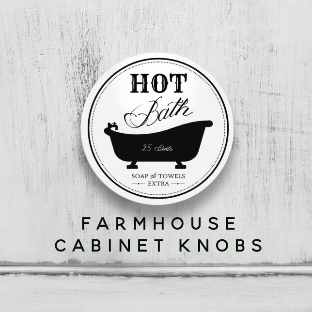 Vintage Hot Bath Black & White Bathroom Ceramic Knob (Vintage Hot Bath Black & White Bathroom Ceramic Knob)