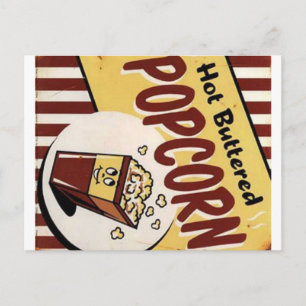Vintage Hot Buttered Popcorn Ad PostCard