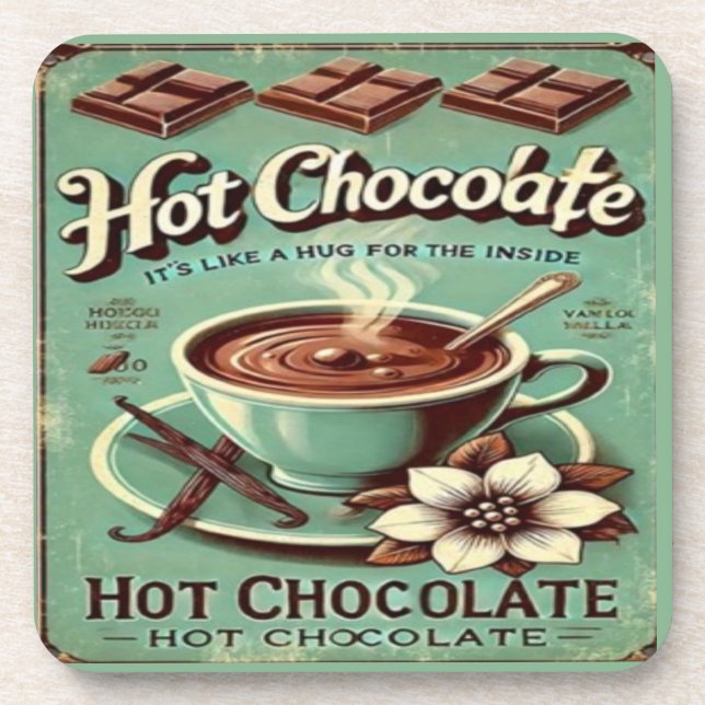 Vintage Hot Chocolate  Coaster (Front)